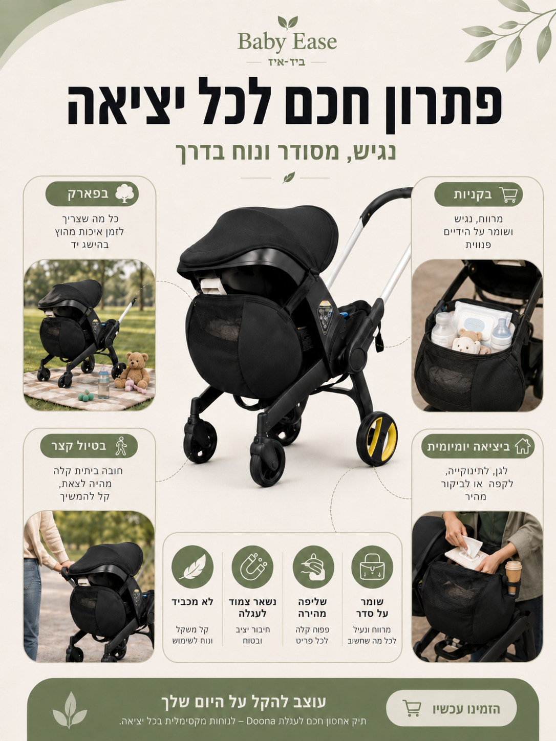 תיק אחסון לעגלה/דונה – כל מה שצריך לתינוק במקום אחד