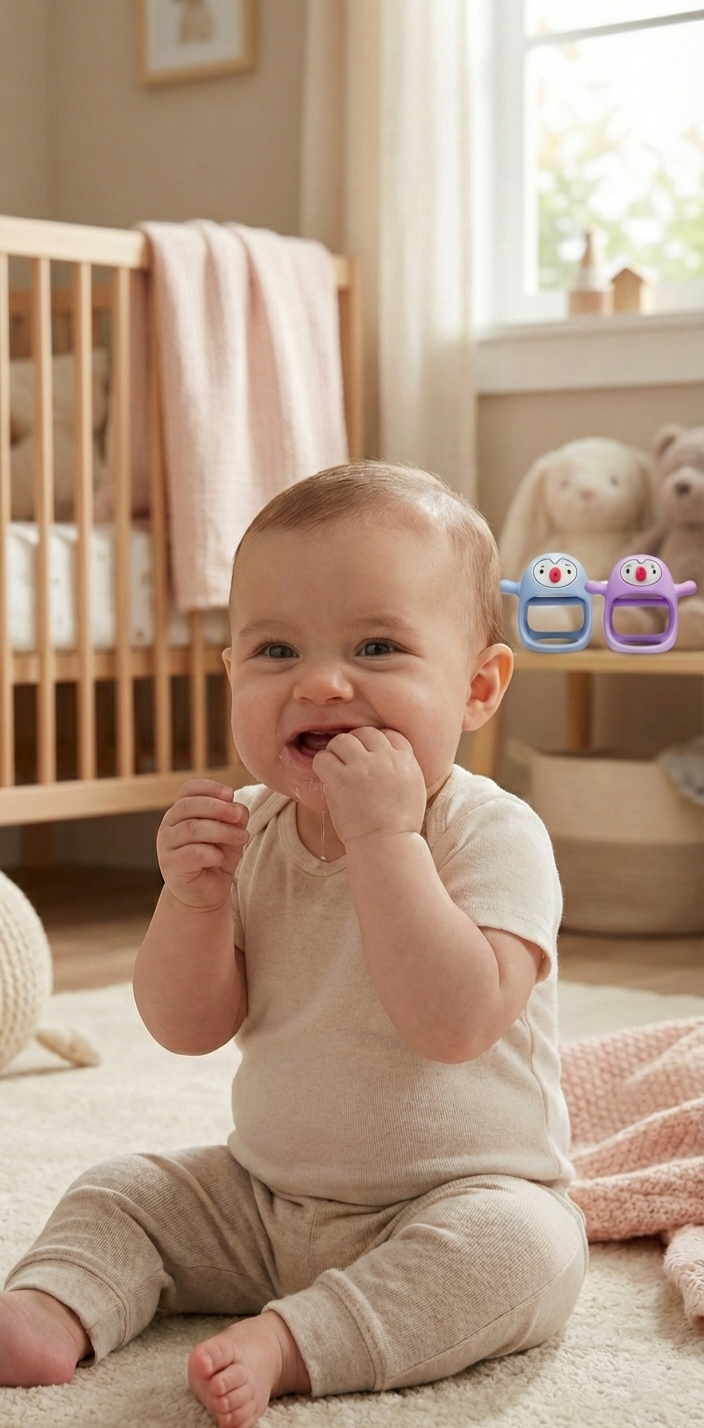 נשכן יד לתינוק – כפפת נשכן רכה להקלה על בקיעת שיניים (3-12 חודשים)