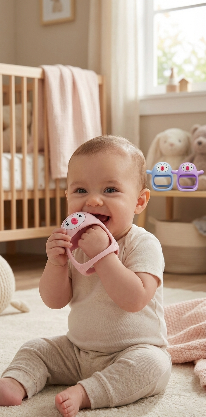 נשכן יד לתינוק – כפפת נשכן רכה להקלה על בקיעת שיניים (3-12 חודשים)