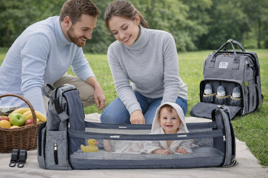 תיק החתלה חכם עם מיטה מובנית – פתרון מושלם מחוץ לבית