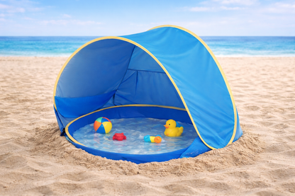 אוהל הצללה לתינוק עם בריכת מים – פתרון מושלם לחוף