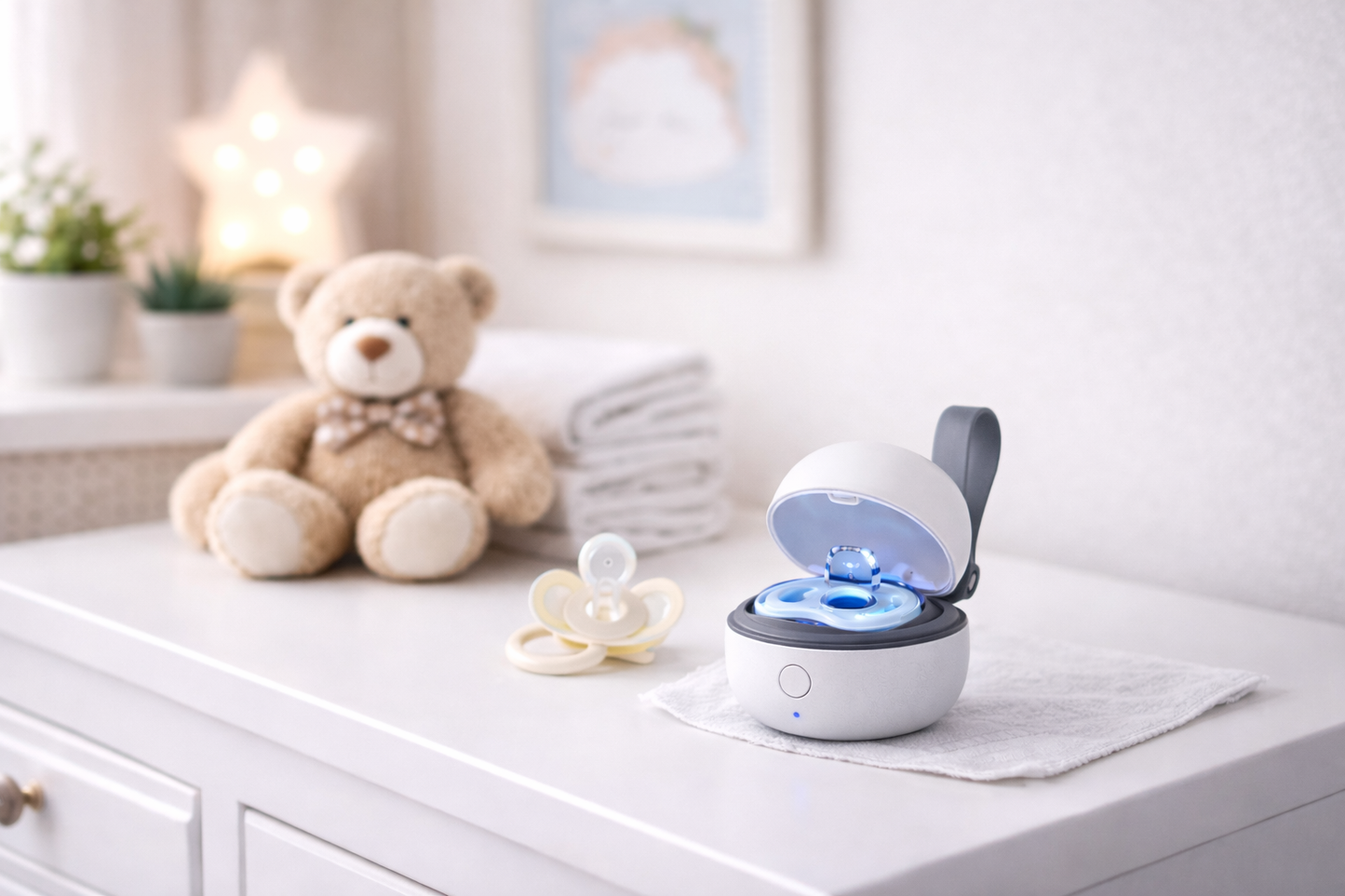 קופסת חיטוי למוצץ נטען (UV) – פתרון מהיר כשהמוצץ נופל